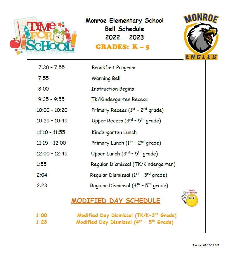 2022-2023 Bell Schedule